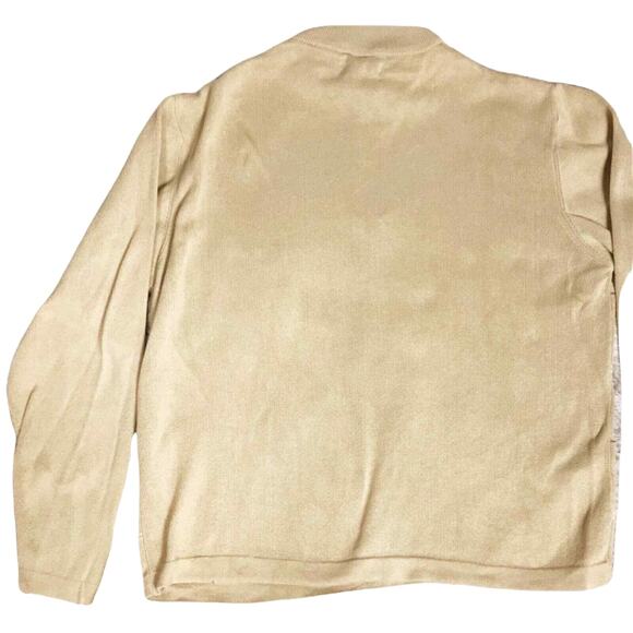 ALEX CANNON Sweater Khaki Striped Half Zip Mock Neck Cotton Pullover Large EUC - Picture 5 of 9